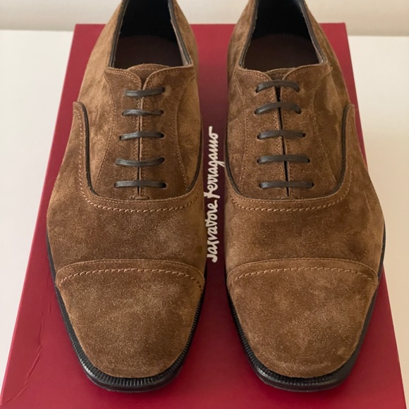 Sz 6 EEE - Salvatore Ferragamo Seul Men Brown Suede Dress Oxford Shoes main image 4